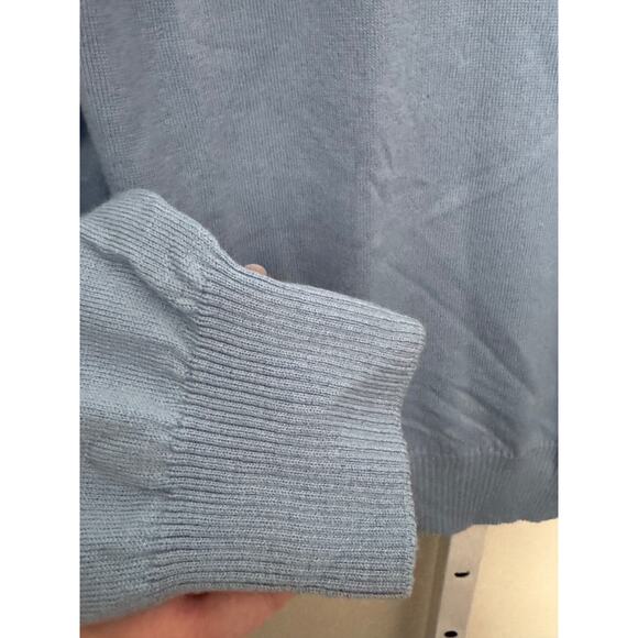 Marco Fiori Merino Wool V Neck Sweater Light Blue Extra Fine Made in Italy M - Picture 5 of 8